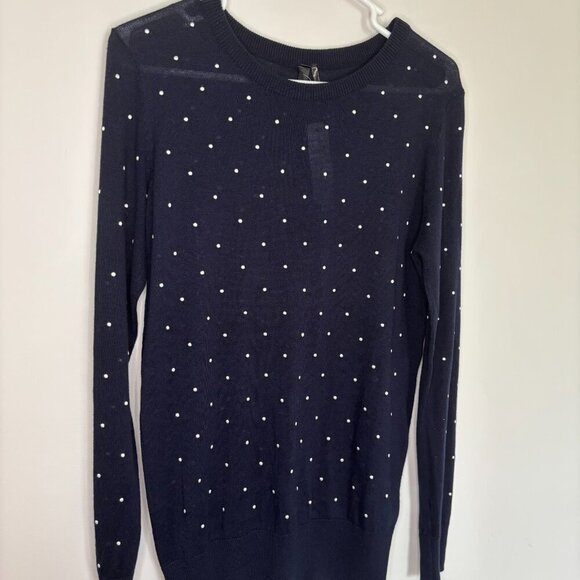 RENEE C. Stitch Fix NEW Jerri Polka Dot Sweater Womens M Navy Knit - Picture 1 of 5